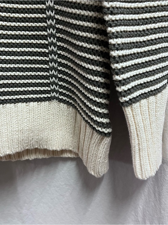 Old Navy Womens Y2K Chunky Preppy Striped Sweater Size Large Ribbed Boat Neck - Picture 6 of 8